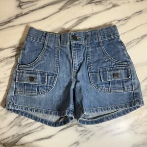 GAP Girls 12 Denim Jean Shorts Embroidered Y2K 90s Vintage Cargo Floral‎ Cotton